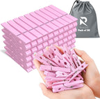 50 Pack Colored Clothes Pins Wooden by RIVEDA