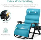 Best Choice Products Oversized Zero Gravity Chair, Folding Outdoor Patio Recliner, XL Anti Gravity Lounger w/Removable Cushion, Cup Holder, Side Tray, 350lb Capacity - Light Blue - Image 5