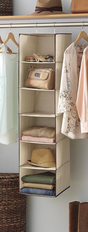 Whitmor Closet Organizer Heavy Duty Canvas 6 Shelf Hanging Accessory Bag - Image 5