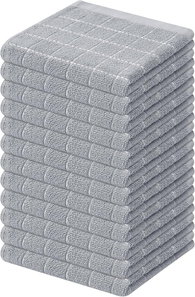 Mordimy 100% Cotton Terry Cloth Dish Cloths, Soft and Absorbent Checkered Dish by Mordimy
