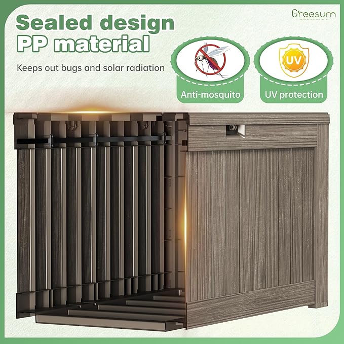 Greesum Outdoor Storage Box 120 Gallon Storage Bin with Lid for Patio Furniture, Garden Tools, Pool Supplies, Lockable, Waterproof and UV Resistant, Coffee - Image 6