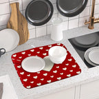 Valentines Day Dish Drying Mat for Kitchen Counter 16x18 Cream Red Love Heart - Image 6