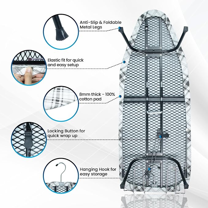 Metal Mesh Panel Tabletop Ironing Board | Foldable Iron Board | Heavy Duty - Image 4