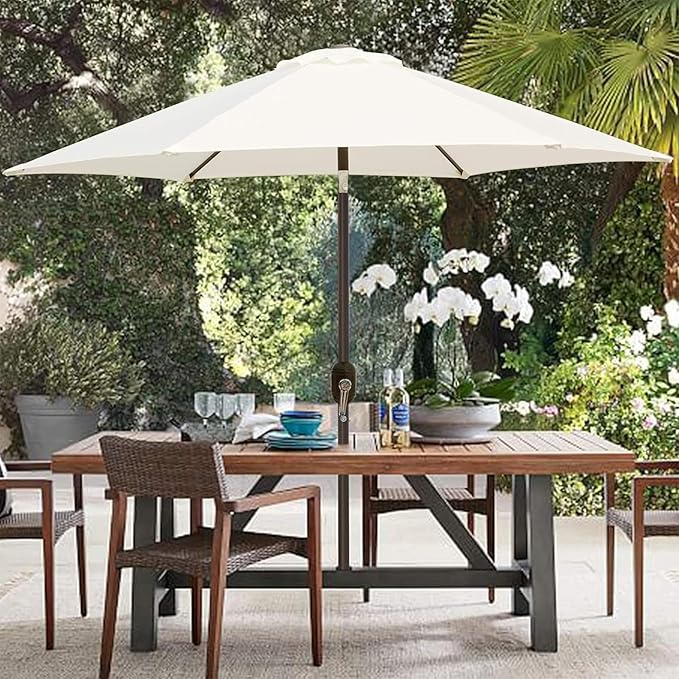 Blissun 7.5 ft Patio Umbrella, Yard Umbrella, Outdoor Market Umbrella with Push Button Tilt Crank (Creamy White) - Image 6