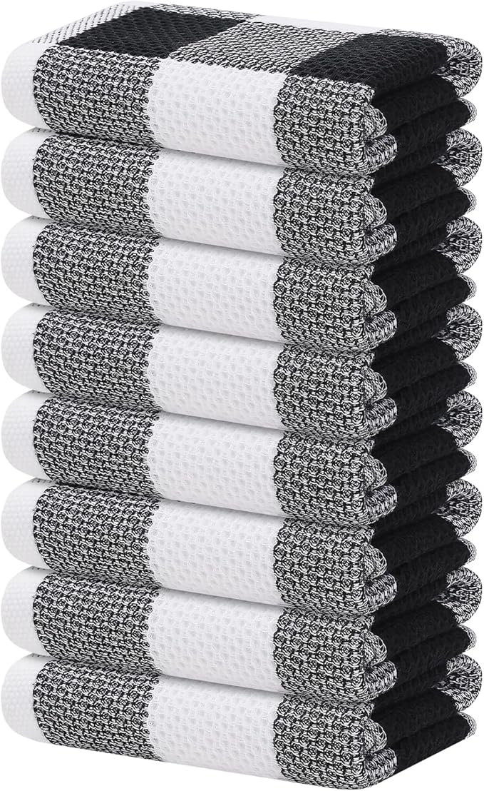 Homaxy 100% Cotton Waffle Weave Check Plaid Kitchen Towels, 13 x 28 Inches by Homaxy
