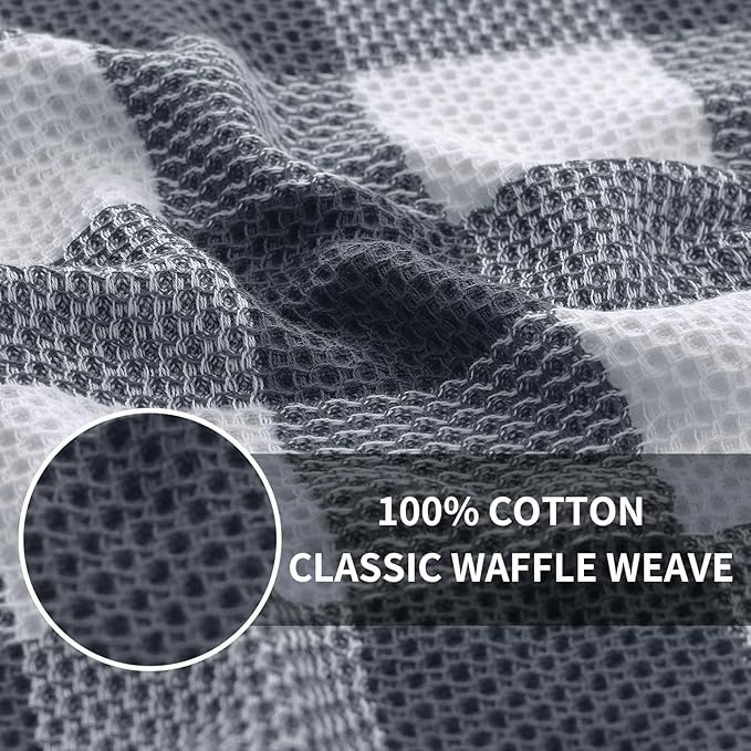 Homaxy 100% Cotton Waffle Weave Check Plaid Dish Cloths, 12 x 12 Inches - Image 8