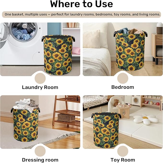 Sunflower Laundry Basket with Handles - Image 4