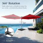 Best Choice Products 10ft Offset Cantilever Hanging Market Patio Umbrella, Smooth 360° Rotation, 8 Sturdy Ribs, Easy Adjustment - Red - Image 3