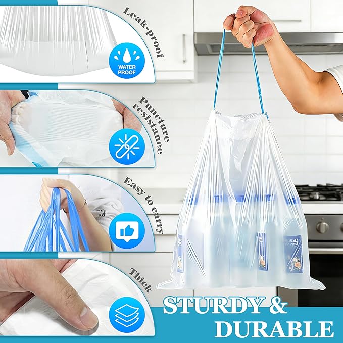 Charmount Small Trash Bags 4 Gallon-1000 Count Drawstring Mini Garbage Bags - Image 3