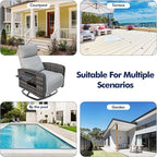 Outdoor Recliner Chair, Wicker Patio Recliners with Adjustable Backrest and Extended Foot Rest, Reclining Patio Chairs with Flip Table & Removable Cushion Cover for Porch - Image 8