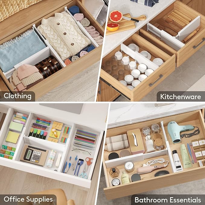 Lifewit 4 Pack 5" High Drawer Dividers 34-56cm/13.5-22" Adjustable Drawer - Image 8