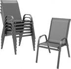 ONBRILL Patio Chairs set of 6, Easy Assembly Stackable Outdoor Dining Chairs with Wide Seat and Sturdy Metal Frame, Breathable All Weather Textilene Outdoor Chairs Set of 6 for Deck, Pool, Porch, Grey by ONBRILL