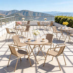 VINGLI PE Rattan Outdoor Dining Chairs Set of 2, Plastic Stackable Patio Chairs for Indoor, Porch, Restaurant, Garden,Champagne - Image 8