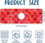 Watercolor Moroccan Marbled Kitchen Sink Splash Guard Faucet Mat Red Tiles - Image 2
