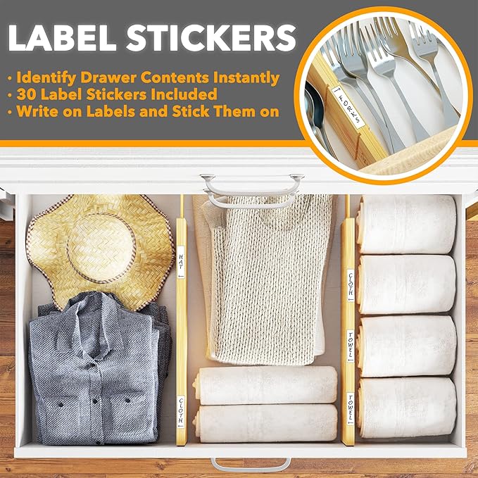 SpaceAid 4“ High Bamboo Deep Drawer Dividers - Image 4