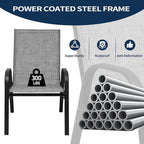 PIZZELLO Patio Chairs Set of 4, Outdoor Stackable Dining Chairs for All Weather, Lightweight Textilene Outdoor Chair Sets with Armrests, 330Lbs Capacity, for Backyard Porch Poolside Garden (Grey) - Image 8
