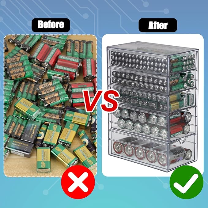 BTSKY Clear Plastic Battery Storage Organizer - Image 5