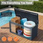 Greesum 110 Gallon Outdoor Storage Box with Lockable Lid, All-Weather Solution for Patio Furniture, Pool Supplies & Garden Tools, Waterproof, UV-Resistant Large Deck Box, Gray - Image 3