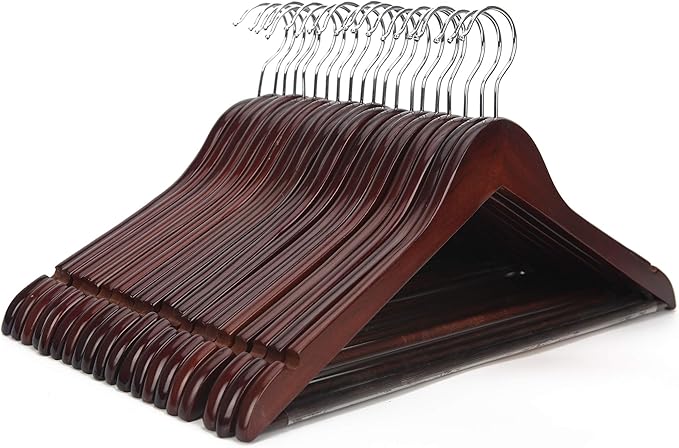 JS HANGER Wooden Coat Hangers, 20 Pack High Grade 17.5 Inch Wood Suit Hangers by JSHANGER