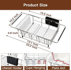 Over the Sink Expandable Dish Drainer Drying Rack In Stainless Steel - Image 6