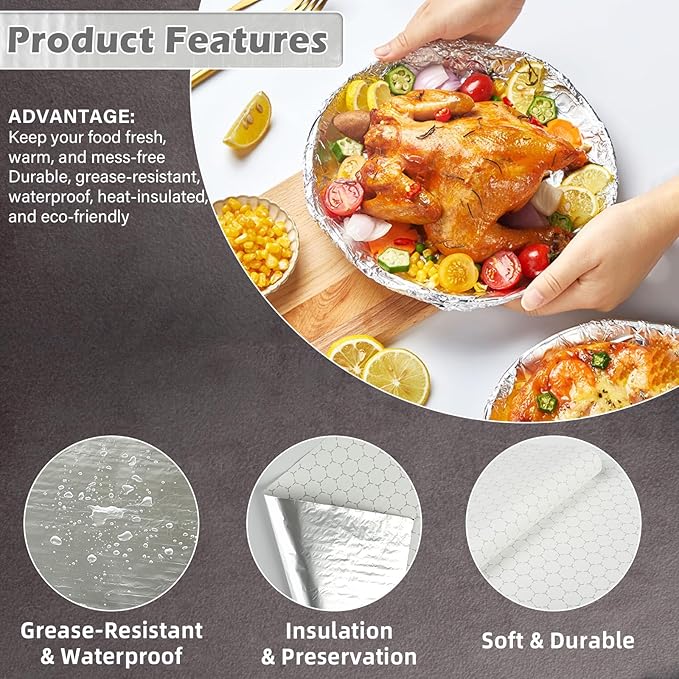 100 Pack Premium Insulated Foil Sandwich Wrap Sheets, Food Wrapping, - Image 3