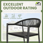 4 Pcs Stackable Patio Dining Chairs, Aluminum Rattan Outdoor Dining Chair with Arms, Woven Rope Garden Armchair Metal No Assembly for Bistro Balcony Porch Deck Yard Cafe Restaurant, Black - Image 4