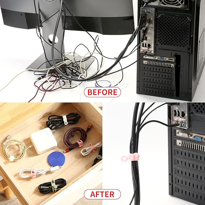 UMUST Silicone Cable Ties, Reusable Cable Management Organizer, Cable Straps - Image 4