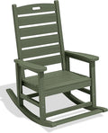 SERWALL Outdoor Rocking Chair, Oversized Rocking Chair with Footrest for Adults, HDPE All Weather Resistant Rocking Chairs for Patio, 350lbs Weight Capacity, Avocado Green by SERWALL