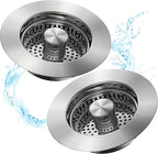 Kitchen Sink Drain Strainer 3 in 1, 304 Stainless Steel Pop Up Sink Stopper by YKWLHomeSolution