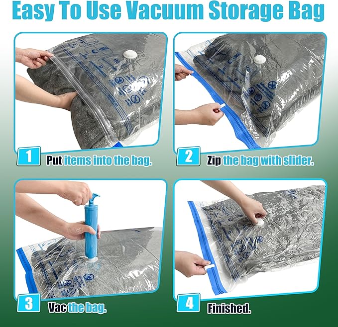 HIBAG Vacuum Storage Bags, 10 Space Saver Bags, Polyethylene, Jumbo & Large - Image 3