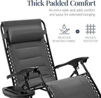 Best Choice Products Oversized Padded Zero Gravity Chair, Folding Outdoor Patio Recliner, XL Anti Gravity Lounger for Backyard w/Headrest, Cup Holder, Side Tray, Polyester Mesh - Gray - Image 4