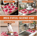 Strawberries Dish Drying Mat for Kitchen Counter Microfiber Absorbent Dish - Image 7