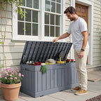 Devoko 78 Gallon Deck Box, Waterproof Resin Outdoor Storage Box for Outside and Patio, Outdoor Storage Bench Lockable for Patio Furniture, Garden Tools and Pool Supplies (Grey, 78 Gallon) - Image 6