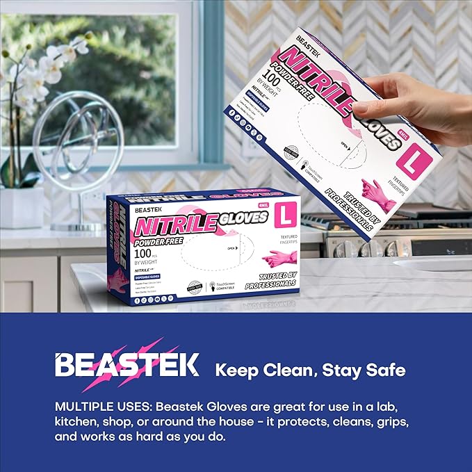 Beastek Nitrile Disposable Exam Gloves, 4Mil 100Ct Powder-Free Latex-Free - Image 8