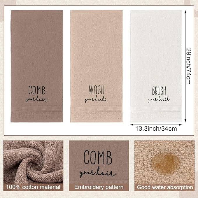 3 Pcs Farmhouse Decorative Hand Towels - Image 2