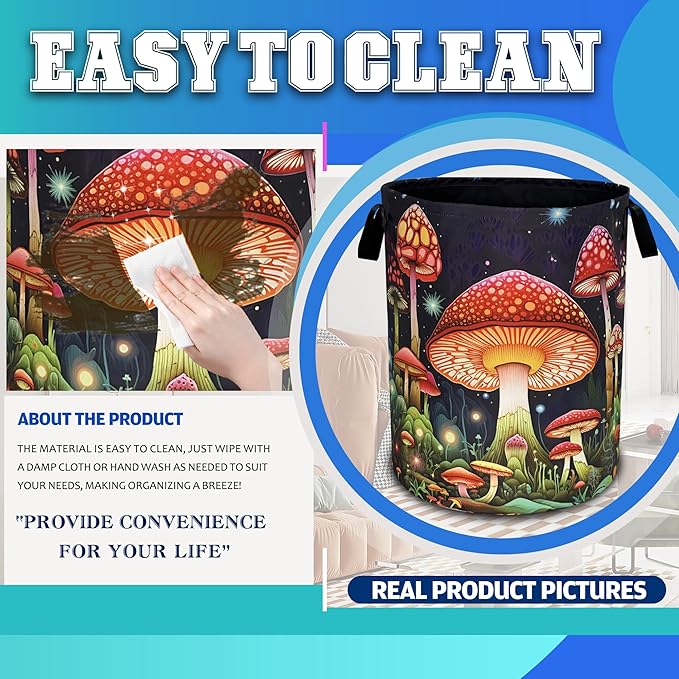 Red Mushroom Laundry Basket Oxford Cloth Psychedelic Plant Laundry Hamper - Image 8