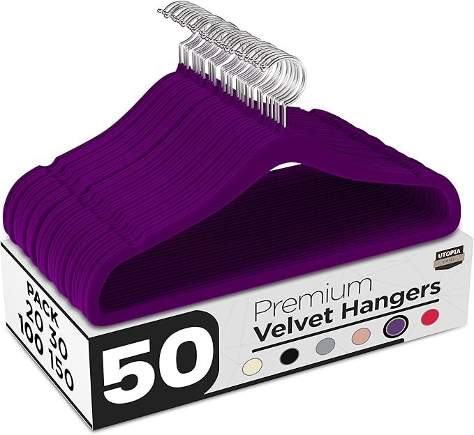 Utopia Home Velvet Hangers 50 Pack – Luxury Non-Slip Slim Pant & Coat Hangers by UTOPIAHOME