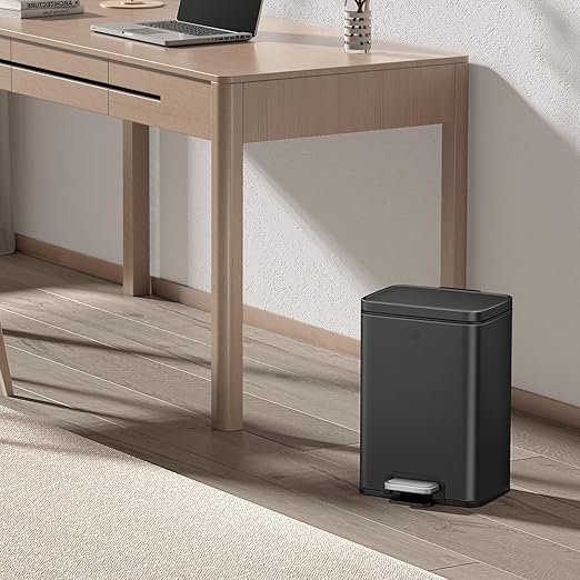 EKO Madison Matte Black 12L / 3.2 Gal Bathroom Trash Can - Image 7