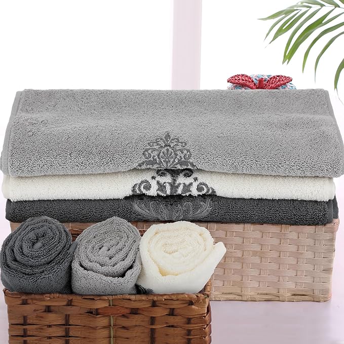 3 Pcs Decorative Gray Hand Towels - Image 5