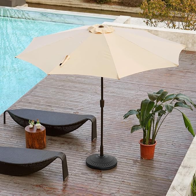 wikiwiki 80 Lbs Round Weighted Patio Umbrella Base, Free Standing Heavy Duty Base Water & Sand Filled Plastic Round Umbrella Base (Charcoal) - Image 5