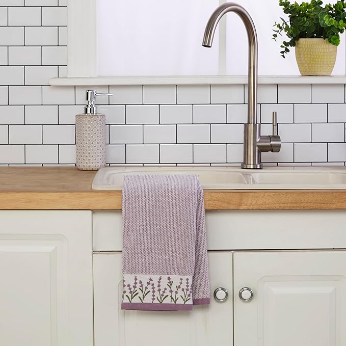 SKL Home Lavender Border 100% Cotton Jacquard 2pc Hand Towel Set, Embroidered & - Image 3