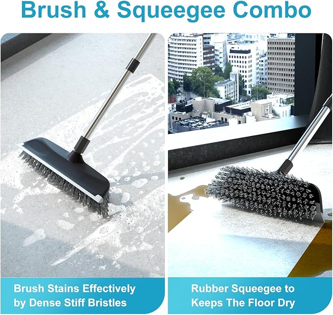 ITTAR Floor Scrub Brush with 55" Long Handle, Stainsless Steel Pole Heavy-Duty - Image 8