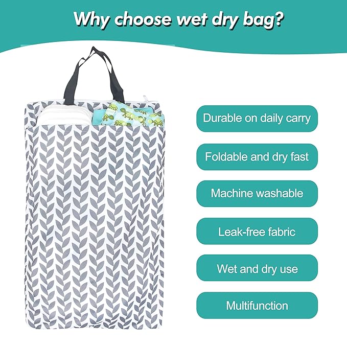 wegreeco Reusable Hanging Wet Dry Cloth Diaper Bag - Image 6