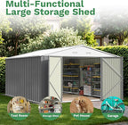 Patiowell 10x14 FT Outdoor Storage Shed, Large Metal Garden Shed with Lockable Door and Sloping Roof, Outside Steel Utility Tool Sheds for Backyard Lawn Garden Patio, Grey - Image 5