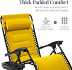 Best Choice Products Oversized Padded Zero Gravity Chair, Folding Outdoor Patio Recliner, XL Anti Gravity Lounger for Backyard w/Headrest, Cup Holder, Side Tray, Polyester Mesh - Yellow - Image 4