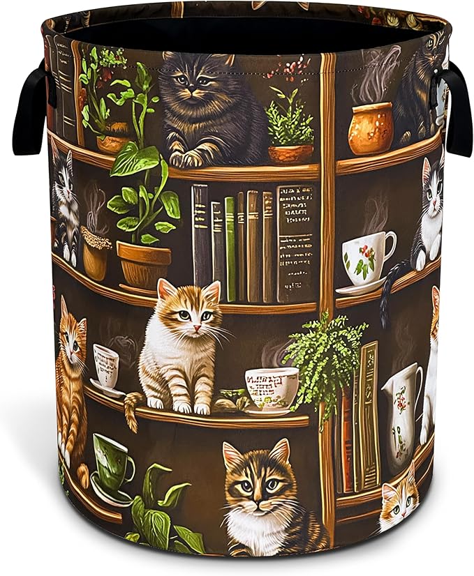 Cute Cat Laundry Basket Bookshelf Animal Oxford Cloth Laundry Hamper Funny by Unknown