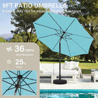 MEWAY 9ft Patio Umbrella Outdoor Table Umbrellas with Push Button Tilt and Crank, Market Umbrella 8 Sturdy Ribs for Deck, Garden, Pool and Backyard, Sky Blue - Image 4