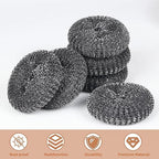6PCS Steel Wool Scrubber Wire Sponge Set, Barbecue Grill Cleaning Scrubber Pads - Image 5