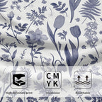 Spring Floral Hand Towels for Bathroom Set of 2 Blue White Flower Leaves - Image 3