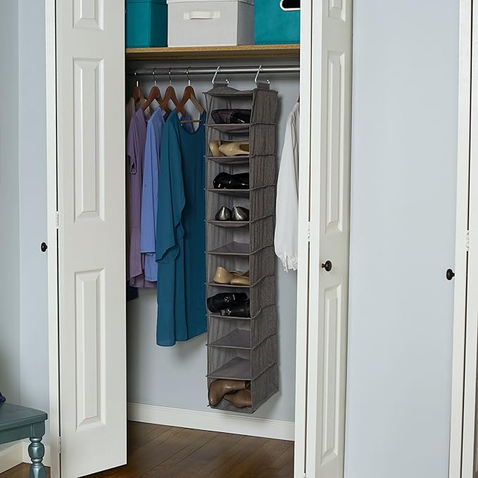 Household Essentials 10-Shelf Wide Hanging Shoe Organizer, Soft and Durable - Image 2